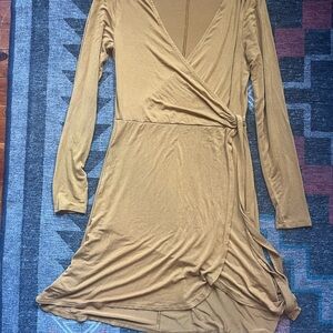 Express Golden Yellow Long Sleeve Wrap Dress